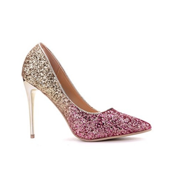 MERCURY Pink & Gold Glitter Pumps - Picture 2 of 4